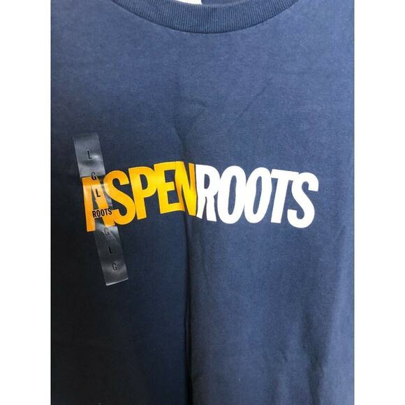 NWT Roots Athletic Blue Tee Shirt AspenRoots Men's Size L - Picture 2 of 5